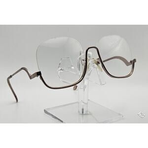 Swank Penny Oversized Gold Metal Eyeglass Frames 53-20 Vintage Square Drop Arm